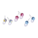 925 Silver Ball Stud Earrings with Crystal Stones for Women