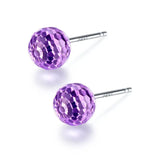 925 Silver Ball Stud Earrings with Crystal Stones for Women