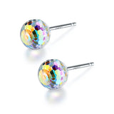 925 Silver Ball Stud Earrings with Original Crystals from Austria