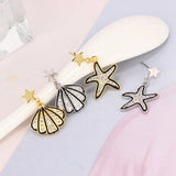 925 Silver Asymmetric Starfish Shell Hoop Earring