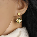 925 Silver Asymmetric Starfish Shell Hoop Earring