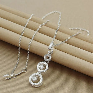 925 Silver Love Round Hand Chain Necklace For Women