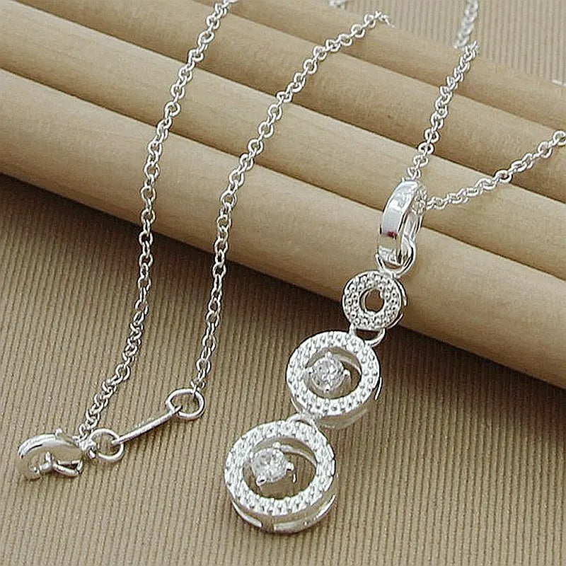 925 Silver Love Round Hand Chain Necklace For Women