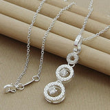 925 Silver Love Round Hand Chain Necklace For Women