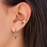 Real 925 Silver Cross Pendant Earrings for Women