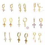 Real 925 Silver Cross Pendant Earrings for Women