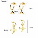 Real 925 Silver Fish Tail Aircraft Earrings for Women