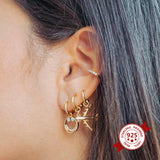 Real 925 Silver Fish Tail Aircraft Earrings for Women