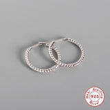 925 Silver Small Hoop Earrings Girl Ear Piercing Punk Twist Line