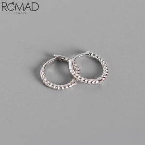 925 Silver Small Hoop Earrings Girl Ear Piercing Punk Twist Line