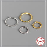 925 Silver Small Hoop Earrings Girl Ear Piercing Punk Twist Line