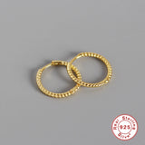 925 Silver Small Hoop Earrings Girl Ear Piercing Punk Twist Line