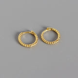 925 Silver Small Hoop Earrings Girl Ear Piercing Punk Twist Line
