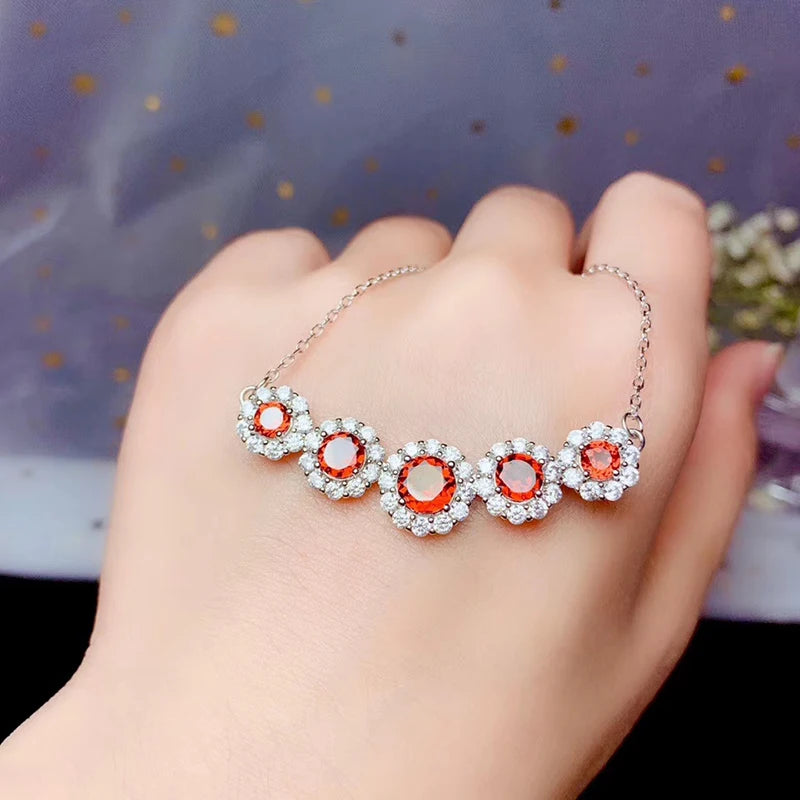 925 Silver Garnet Necklace for Wedding
