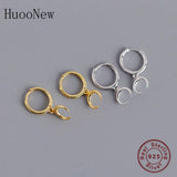925 Silver Moon Bead Hoop Earrings for Women