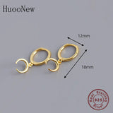 925 Silver Moon Bead Hoop Earrings for Women