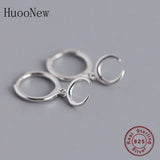 925 Silver Moon Bead Hoop Earrings for Women