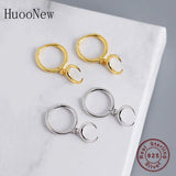 925 Silver Moon Bead Hoop Earrings for Women