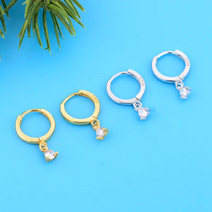 925 Silver Zirconia Stone Hoop Earrings for Women