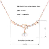925 Silver Heart Pendant & Freshwater Pearl Chain Necklace