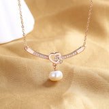 925 Silver Heart Pendant & Freshwater Pearl Chain Necklace