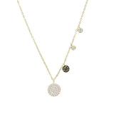 925 Silver Disc Charm Necklace with Cz Pendant & Tiny Chain for Women