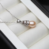 925 Silver White Water Drop Pearl Pendant Necklace Women Anniversary Gift