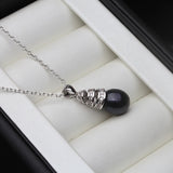 925 Silver White Water Drop Pearl Pendant Necklace Women Anniversary Gift