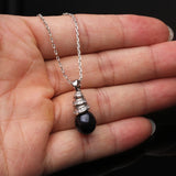 925 Silver White Water Drop Pearl Pendant Necklace Women Anniversary Gift