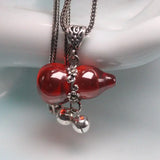 925 Silver Red Garnet Bell Gourd Pendant Necklace 20inch