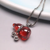 925 Silver Red Garnet Bell Gourd Pendant Necklace 20inch