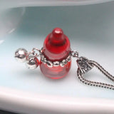 925 Silver Red Garnet Bell Gourd Pendant Necklace 20inch