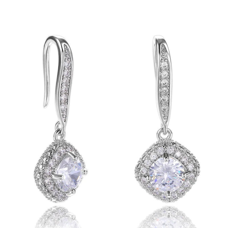 925 Silver Geometric Square Zircon Ear Buckle For Women Rock Jewelry