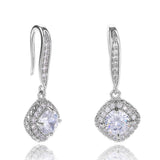 925 Silver Geometric Square Zircon Ear Buckle For Women Rock Jewelry