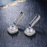 925 Silver Geometric Square Zircon Ear Buckle For Women Rock Jewelry