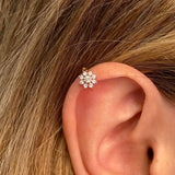 925 Silver Flower Ear Cuff Earring CZ No Pierced Hoop Delicate