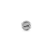 925 Silver Openwork Beads Charm Fits Thin Bracelets Pave Swirls