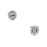 925 Silver Openwork Beads Charm Fits Thin Bracelets Pave Swirls