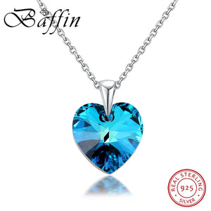 925 Silver Heart Pendant Necklace Crystals From Austria for Women