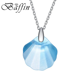 Real 925 Silver Crystals From Austria Shell Pendant Necklace For Women