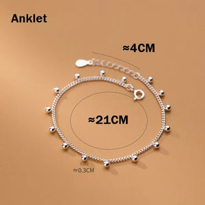 925 Silver Round Beads Ankle Bracelet Foot Chain Jewelry