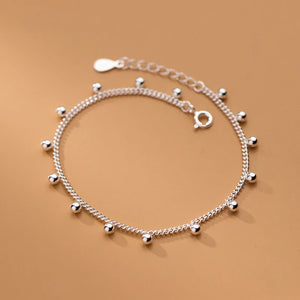 925 Silver Round Beads Ankle Bracelet Foot Chain Jewelry