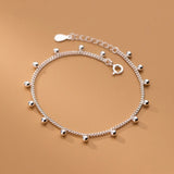 925 Silver Round Beads Ankle Bracelet Foot Chain Jewelry