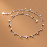 925 Silver Round Beads Ankle Bracelet Foot Chain Jewelry