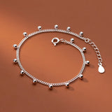 925 Silver Round Beads Ankle Bracelet Foot Chain Jewelry