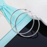 925 Silver Circle Hoop Earrings for Women 70MM