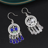 925 Silver Tassel Ethnic Chandelier Drop Earrings EH168