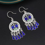925 Silver Tassel Ethnic Chandelier Drop Earrings EH168