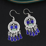 925 Silver Tassel Ethnic Chandelier Drop Earrings EH168