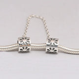 925 Silver Safety Chain Charm Beads Bracelet Pendants Women DIY Jewelry